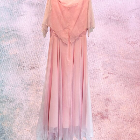 Sleeveless Calf-Length Handkerchief Style Dress in Pink/Mauve Taffeta, Size 0/2 - Picture 2 of 3